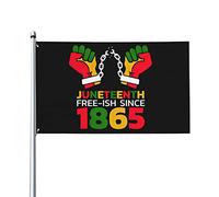 Juneteenth Free-Ish depuis 1865 Drapeau de l'histoire des Noirs 0,9 x 1,5 m Un côté extérieur Ferme Cour Panneau Jardin Drapeau décoratif avec œillets en laiton