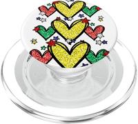 Juneteenth Graphic for Black Women Red Yellow Green Heart PopSockets PopGrip pour MagSafe