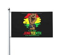 Juneteenth Independence Day Drapeau 0,9 x 1,5 m Double face extérieur ferme cour signe jardin décoratif drapeau avec œillets en laiton