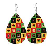 Juneteenth Independence Freedom Day 19 juin 1865 Boucles d'oreilles en cuir pour femmes Boucles d'oreilles goutte d'eau en similicuir Boucles d'oreilles pendantes légères vintage Bijoux pour femmes
