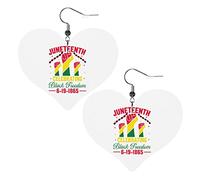 Juneteenth Is My Independence Day 1865 19th June Boucles d'oreilles en cuir pour femmes Dangle Boucle d'oreille Drop Heart Pendentif avec crochet Cadeaux pour fille adulte
