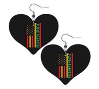 Juneteenth Is My Independence Day 1865 19th June Boucles d'oreilles en cuir pour femmes Dangle Boucle d'oreille Drop Heart Pendentif avec crochet Cadeaux pour fille adulte