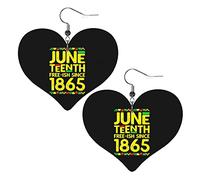 Juneteenth Is My Independence Day 1865 19th June Boucles d'oreilles en cuir pour femmes Dangle Boucle d'oreille Drop Heart Pendentif avec crochet Cadeaux pour fille adulte