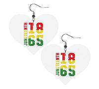 Juneteenth Is My Independence Day 1865 19th June Boucles d'oreilles en cuir pour femmes Dangle Boucle d'oreille Drop Heart Pendentif avec crochet Cadeaux pour fille adulte