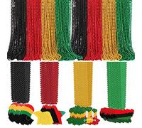 Juneteenth Lot de 200 colliers de perles Mardi Gras Accessoires de juin Collier africain métallique pour le 19 juin Afrique Fournitures de décoration, about 31.5 inch, Plastique, Pas de gemme
