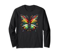 Juneteenth Papillon Mois de l'histoire des Noirs Papillons Jamaïque Manche Longue