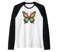 Juneteenth Papillon Mois de l'histoire des Noirs Papillons Jamaïque Manche Raglan