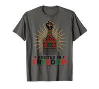 Juneteenth Rooted in Freedom Afro Pick Fist T-Shirt