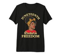 Juneteenth Rooted in Freedom Black Women T-Shirt Haut de Gamme