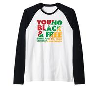 Juneteenth Young Black and Free Manche Raglan