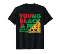 Juneteenth Young Black and Free T-Shirt Graphique avec Valeur