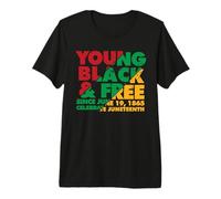 Juneteenth Young Black and Free T-Shirt Haut de Gamme