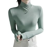 Juneyou Polaire Crossover col roulé pour femme - Manches longues - Couche de base - Stretch - Coupe ajustée, S
