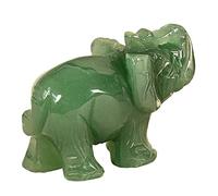 Junfamilee 1 pièce éléphant vert ornement artisanal pierre de jade verte naturelle statue éléphant décoration jouets à la main, statues, décorations d'intérieur