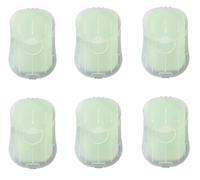 Junfamilee Lot de 6 feuilles de savon portables vertes, mini feuilles de papier de savon de voyage jetables, solubles dans l'eau, pour le lavage des mains, le bain - Savon parfumé pour l'extérieur, le