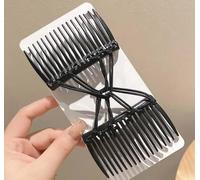 Junfamilee Peigne à cheveux élastique réglable noir - Double peigne extensible - Sans pli - Épingles à cheveux doubles - Peignes à cheveux pour femme - Accessoires de coiffure et appareils de coiffure