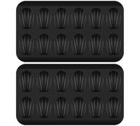 JUNFEIFLUX Pack de 2 Moules à Madeleines, Revêtement Antiadhésif Moule Madeleine, 12 Cavités Moule a Madeleine, Acier au Carbone Moule à Madeleine pour À la Maison Cuisine Boulangerie Restaurant