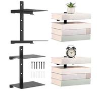 JUNFEIFLUX Set de 2 étagères à Livres flottantes, 4 étagères Verticales Invisibles étagères à Livres Mur, étagère à Livres en métal Flottante pour Chambre à Coucher (Noir)