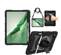 Junfire Coque Antichoc pour Honor MagicPad 2 (12,3 Pouces) 2024, étui de Protection Robuste Armure avec Support Rotative à 360°, Dragonne, Bandoulière et Porte-Stylet pour Honor Magic Pad 2 - Noir