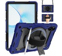 Junfire Coque Antichoc pour Honor Pad X9/X8 Pro 11,5" 2023, étui de Protection Robuste Armure avec Support Rotative à 360°, Porte-Stylet, Dragonne et Bandoulière pour Honor Pad X9/X8 Pro - Bleu