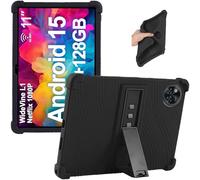 Junfire Coque Silicone pour DOOGEE U11 Pro 2025 / U11 (11" Pouces) Android 15, étui de Protection Robuste avec Béquille Support Compatible avec Tablette DOOGEE U11/U11 Pro - Noir