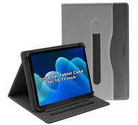 Junfire Étui universel pour Tabwee T80/Doogee U11 11"/Tab A9 10,1"/A9 Pro/Whitedeer, étui de protection à rabat en cuir PU avec support multi-angle porte-stylo pour tablette Android/iOS/Windows 10-11