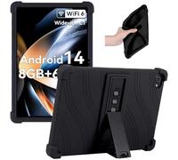 Junfire Housse étui en silicone pour tablette 10" HotLight C10 / Ainmel AMLA10UKTS / C10BK / Byxsb C10 / Hakaug C10 / Kotsren C11 Android 14 10" tablette avec béquille - noir