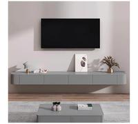 JUNFUNNLE Meuble TV suspendu moderne, 280 cm, gris, avec tiroirs et espace de rangement, console multimédia murale, gestion des câbles, de qualité supérieure