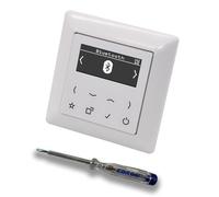 JUNG DABABTWW Radio intelligente encastrée DABABTWW DAB+ avec Bluetooth, kit avec cadre simple dans le système JUNG AS 500, couleur : blanc alpin et testeur de phase EBROM pour montage de l'appareil