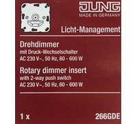 JUNG Gradateur Rotatif Avec Interrupteur-Poussoir AC 230V 50Hz 60-600W 266GDE