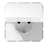 Jung Prise encastrée CD1520BFKLWW 2P+T avec clapet Blanc-alpin