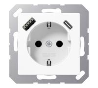 Jung Prise Schuko A1520-15CAWW, USB AC 3A, protection de contact accrue, Blanc alpin