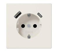 Jung LS1520-15CA SCHUKO Steckdose mit USB-Ladegerät, Serie LS, weiß