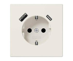 Jung LS1520-15CA SCHUKO Steckdose mit USB-Ladegerät, Serie LS, weiß