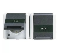 JUNG Prise de courant CEBEC double 8220NAW WG800 IP44 horizontal.Mont
