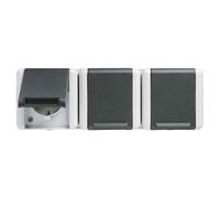 JUNG Prise de courant Schuko triple 8230W WG800 IP44 horizontal.Mont