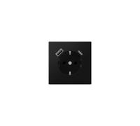 JUNG Prise SCHUKO LS1520-15CASWM avec USB type AC noir graphite, Bouton + interrupteur, Noir