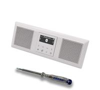 JUNG Radio intelligente encastrée DABABTWW DAB+ avec Bluetooth, kit complet + cadre triple dans le système JUNG AS 500, couleur : blanc alpin, 2 haut-parleurs assortis et testeur de phase EBROM pour