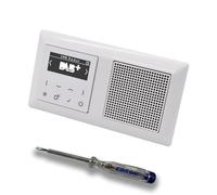 JUNG Radio intelligente encastrée DABAWW DAB+ Kit complet avec cadre double dans le système JUNG AS 500 - Couleur : blanc alpin - Haut-parleurs assortis et testeur de phase EBROM pour le montage des