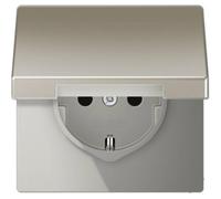Jung simple Insert Prise 2P+T avec clapet acier inoxydable ES1520KL 1 pc(s)