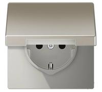 Jung simple Insert Prise avec cache rabattable acier inoxydable ES1520KIKL 1