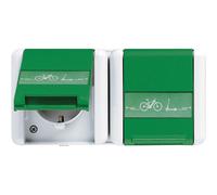Jung Wg800 Prise De Charge Double Pour E-Bike Verte Ip44 (Prise européenne) - 8220Gnnaweb