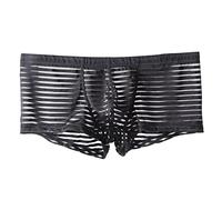 Jungerhouse Boxer Homme Rayé Mesh Caleçons Culotte Respirant Boxershort Transparent sous-vêtement (L,Noir)