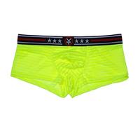 Jungerhouse Boxer Homme Rayé Mesh Transparent Culotte Caleçons Respirant Confortable Boxershort (L,Vert Fluorescent)