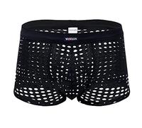 Jungerhouse Boxer Sexy Homme Maille Respirante Filets Boxershorts Caleçons Filet Mesh Perspective sous-vêtement (Noir,XXXL)