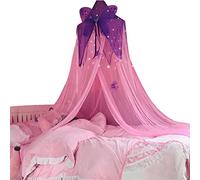 Jungerhouse Ciel de Lit Bébé Moustiquaire en Tulle avec Papillons Tente de Rêve pour Fille Princesse Coin Lecture pour Enfants Décoration de Chambre (Rose + Violet,Taille unique)