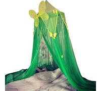 Jungerhouse Ciel de Lit Bébé Moustiquaire en Tulle avec Papillons Tente de Rêve pour Fille Princesse Coin Lecture pour Enfants Décoration de Chambre (Vert Foncé,Taille unique)