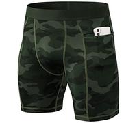 Jungerhouse Homme Short de Compression Séchage Rapide Running Collant Legging de Sport Short Court de Sport avec Poche à Fermeture éclair (Vert Camouflage,XL)