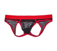 Jungerhouse Jockstrap Sexy String Homme Rayé Mesh Tanga Thong sous-vêtement Masculine Jock Strap Respirant Slip (XL,Noir)