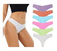 Jungerhouse Strings sans Couture V-Shaped Femmes Sexy Tanga Invisible Culottes Slips Taille en Forme V Lot de 6 (6PCS-3,M)